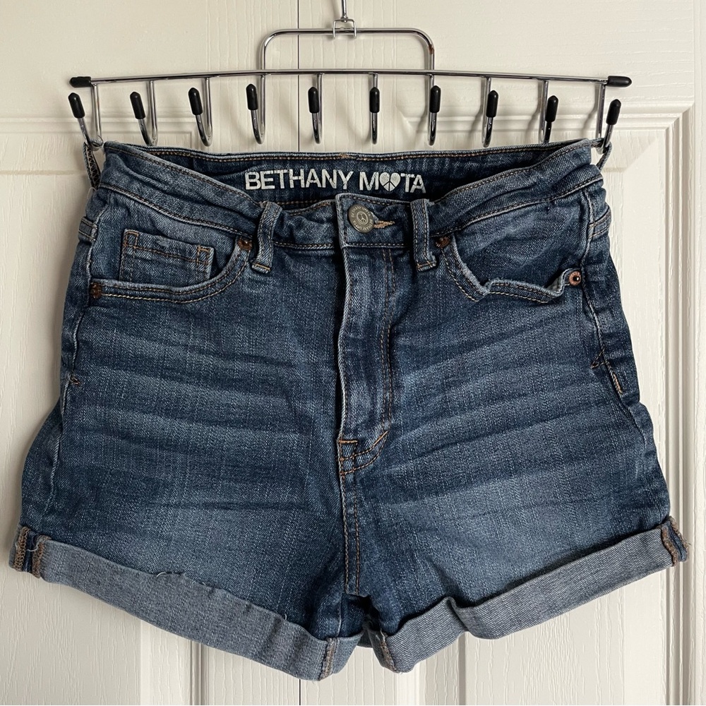 Women’s Blue Jean Shorts High-Waisted Cuffed | Bethany Mota Sz 2
